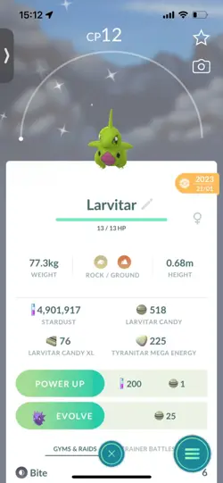 Pokemon Go Shiny Larvitar ( Stage 1 ) - Image 1