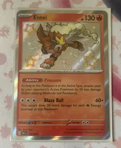 Pokemon TCG Entei 112/091 Sv: Paldean Fates Baby Shiny Holo Rare NM - Image 1