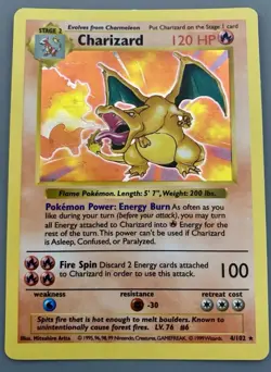 Shadowless Charizard 4/102 Base Holo Rare Vintage 1999 Pokemon Card - Image 1