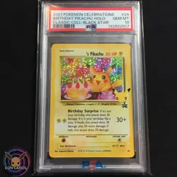 Birthday Pikachu HOLO 24 CELEBRATIONS (PSA 10 GEM MINT) Pokemon Cards - Image 1