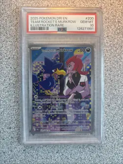 Pokemon Destined Rivals Team Rocket’s Murkrow Illustration Rare PSA 10 - Image 1