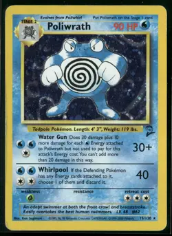 2000 Pokemon Base Set 2 Poliwrath 15/130 Rare Holo English NM - Image 1