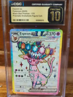 CGC 10 Pristine Espeon ex 175 SVP Black Star Promo Prismatic Evolutions Pokemon - Image 1