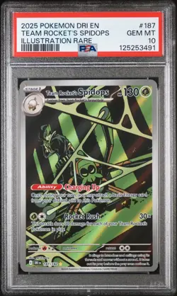 2025 Pokemon Destined Rival Team Rocket Spidops 187/182 Illustration Rare PSA 10 - Image 1