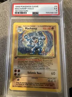Wizards of the Coast Pokemon TCG Machamp 8/102 Deck Exclusives Holo 1st Ed PSA 5 - Image 1