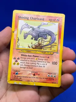VTG Pokemon Neo Destiny Shining Charizard 107/105 Secret Rare HP/DAMAGED - Image 2