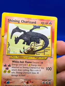 VTG Pokemon Neo Destiny Shining Charizard 107/105 Secret Rare HP/DAMAGED - Image 5
