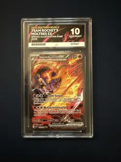 Pokemon TCG Destined Rivals Team Rockets Moltres EX 229/182 ACE 10 - Image 1