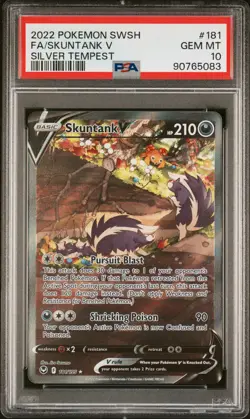 2022 Pokemon Silver Tempest #181 Fa/Skuntank V Silver Tempest PSA 10 - Image 1