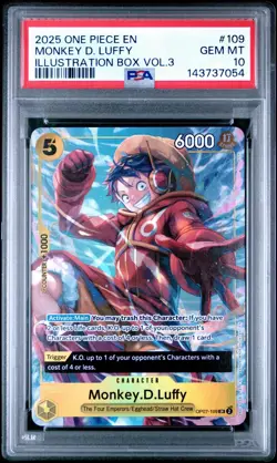 Monkey D. Luffy PSA10 2025 One Piece Promos Illustration Box Vol.3 #109 - Image 1