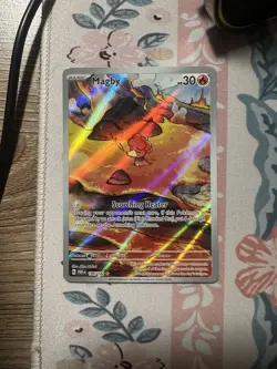 Pokemon Magby SV04 Paradox Rift 186/182 Illustration Rare Full Art Holo Card - Image 1