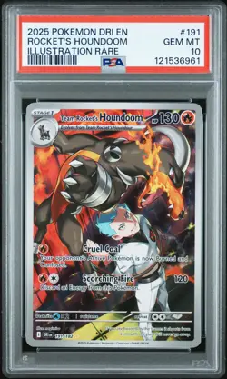 Pokemon TCG Team Rockets Houndoom Card #191/182 Destined Rivals PSA 10 - Image 1