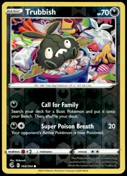 Trubbish 168/264 Common Fusion Strike Reverse Holo Near Mint - Image 1