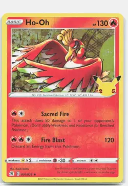 Ho-Oh 001/025 Rare Celebrations Pokemon Holo Near Mint - Image 1