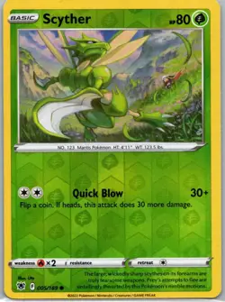 Pokemon TCG Scyther 005/189 Astral Radiance Rev Holo NM - Image 1