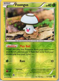 Pokemon TCG Foongus 12/114 Steam Siege Rev Holo NM - Image 1