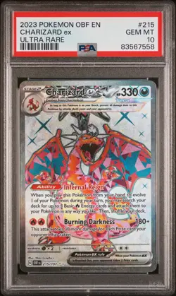 Pokemon TCG Charizard EX Obsidian Flames 215/197 PSA 10 - Image 1