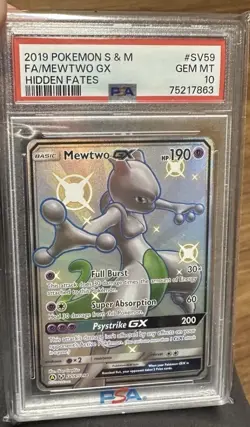 2019 POKEMON SUN & MOON HIDDEN FATES #SV59 FULL ART/MEWTWO GX PSA 10 - Image 2
