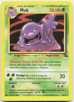 Muk 28/62 Rare Fossil Pokemon Lightly Played - Image 1