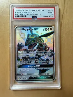 2018 POKEMON SUN & MOON CELESTIAL STORM #177A FULL ART/RAYQUAZA GX PSA 9 - Image 1