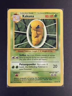 Pokemon '014 Kakuna 33/102 Uncommon Vintage WOTC 1999 NM - Image 1