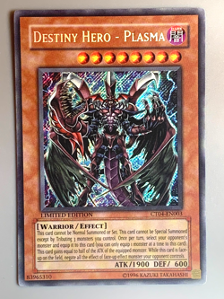 yugioh Destiny Hero Plasma CT04-EN003 Secret Rare Limited Edition Near Mint - Image 1