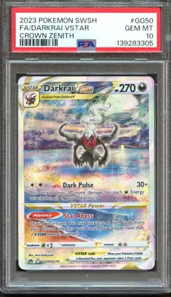 Darkrai VSTAR GG50/GG70 Crown Zenith Galarian Gallery PSA 10 GM Pokemon Card - Image 1
