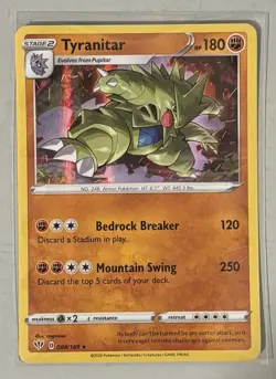Tyranitar 088/189 Pokemon SWSH03: Darkness Ablaze Holo Rare Card - Image 1