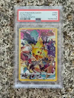 2023 Pokemon SWSH Crown Zenith #160 Pikachu FA PSA 9 MINT - Image 1