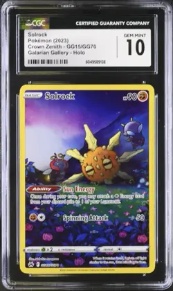 CGC 10 GEM MINT Solrock GG15/GG70 Crown Zenith Galarian Gallery Holo Pokemon - Image 1