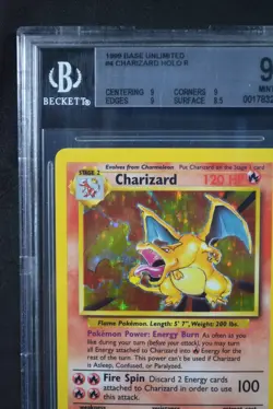 1999 Pokemon Base Set Unlimited #4 Charizard Holo Rare BGS 9 Mint (9/9/9/8.5) - Image 3