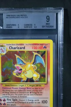 1999 Pokemon Base Set Unlimited #4 Charizard Holo Rare BGS 9 Mint (9/9/9/8.5) - Image 4