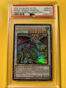 YuGiOh DRAGUNITY KNIGHT-BARCHA #HAC1-EN165🔥PSA 10 GEM🔥1st ED-2022 ULTRA RARE - Image 1