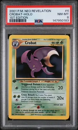 2001 POKEMON NEO REVELATION 1ST EDITION #4 CROBAT-HOLO PSA 8 - Image 1