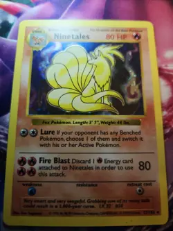 Ninetales SHADOWLESS - BS: Base Set (12/102) WotC Holo Rare Pokemon Card HP/DMG - Image 1