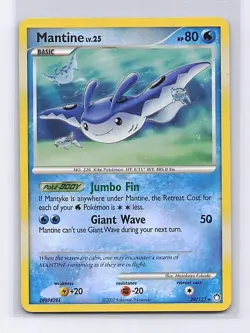 Mantine 29/123 Rare Mysterious Treasures Pokemon Moderately Played - Image 1