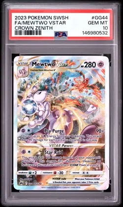 PSA 10 2023 POKEMON SWORD AND SHIELD CROWN ZENITH #GG44 FA/MEWTWO VSTAR - Image 1