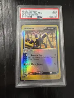 2003 POKEMON EX SANDSTORM #24 UMBREON-REVERSE FOIL PSA 9 - Image 1