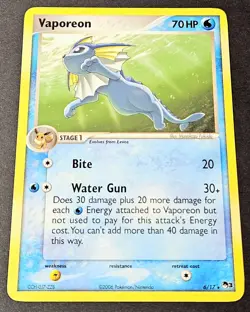 Vaporeon POP Series 3 Non-Holo 6/17 Rare 2006 Pokemon TCG - Image 1