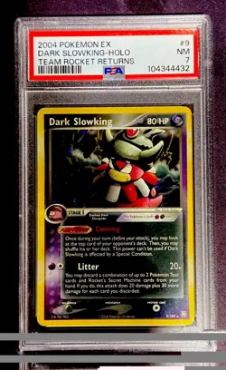 2004 POKEMON TEAM ROCKET RETURNS #9 DARK SLOWKING HOLO PSA 7 NM - Image 1
