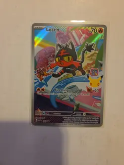 Pokemon First Partner Illustration- Litten MEP044 Full Art Black Star Promo - Image 1