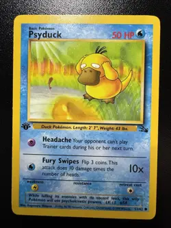 Pokemon TCG Psyduck 53/62 1st Edition Fossil Set Regular Card WOTC 1999 - Image 1