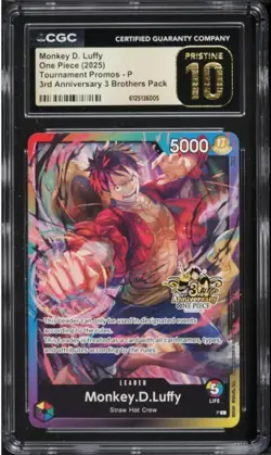 2025 ONE PIECE PROMOS 3RD ANNIVERSARY TOURNAMENT MONKEY D. LUFFY CGC 10 PRISTINE - Image 1