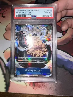 2025 ONE PIECE OP13-058 MONKEY D. LUFFY TREASURE RARE PSA 10 GEM MINT - Image 1