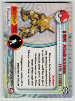 Alakazam #65 Topps Trading Cards Series 1 Pokemon LP - Image 2