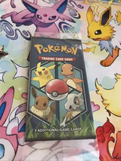 Pokemon TCG SEALED 2019 GENERAL MILLS Sun & Moon Let's Go Kanto 3 Card Mini Pack - Image 1