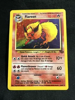 1999 Pokemon TCG Flareon Jungle Holo Card 3/64 Unlimited Rare Spanish Edition - Image 1