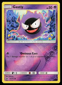 Gastly 36/111 Reverse Holo Common Crimson Invasion Pokemon Card - Image 1