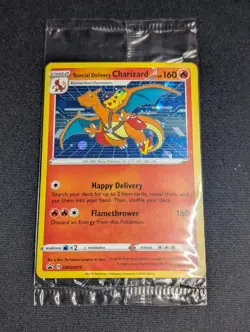 Pokemon SWSH075 Charizard Promo Holo Card Special Delivery Sealed - Swirl - Image 1