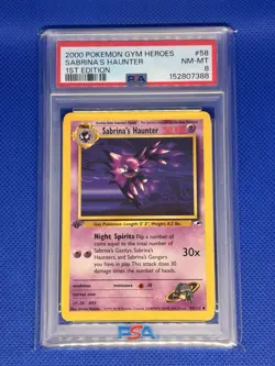 2000 POKEMON GYM HEROES 1ST EDITION #58 SABRINA'S HAUNTER PSA 8 - Image 1
